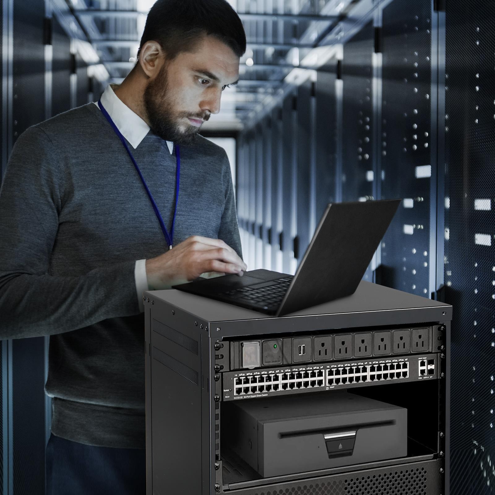 12 Space Rack Stand Post Network Server Case| 19-Inch Rack-mountable Cabinet