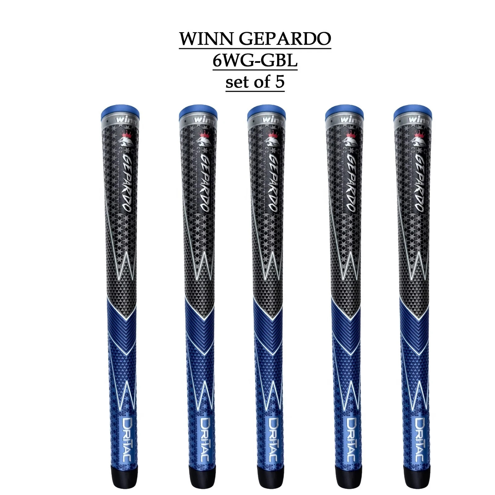 GEPARDO golf grips by WINN Midsize, DriTac - GD-6WG-GBL- Blue (set of 5)