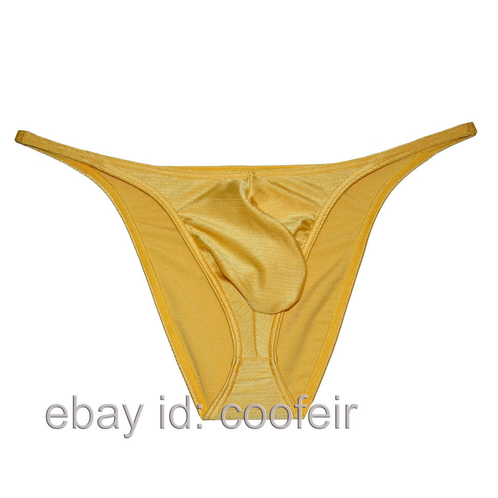 Men Shiny No-rib Bikini Briefs Underwear Sexy Male Skimpy Bikinis Elastic Pants