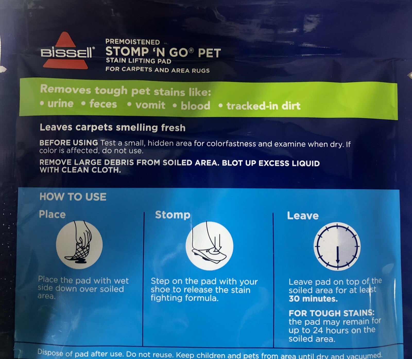 Bissel Stomp 'N Go Pet Lifting Pads + Oxy Stain Carpet Rug Cleaning, 20 Pack