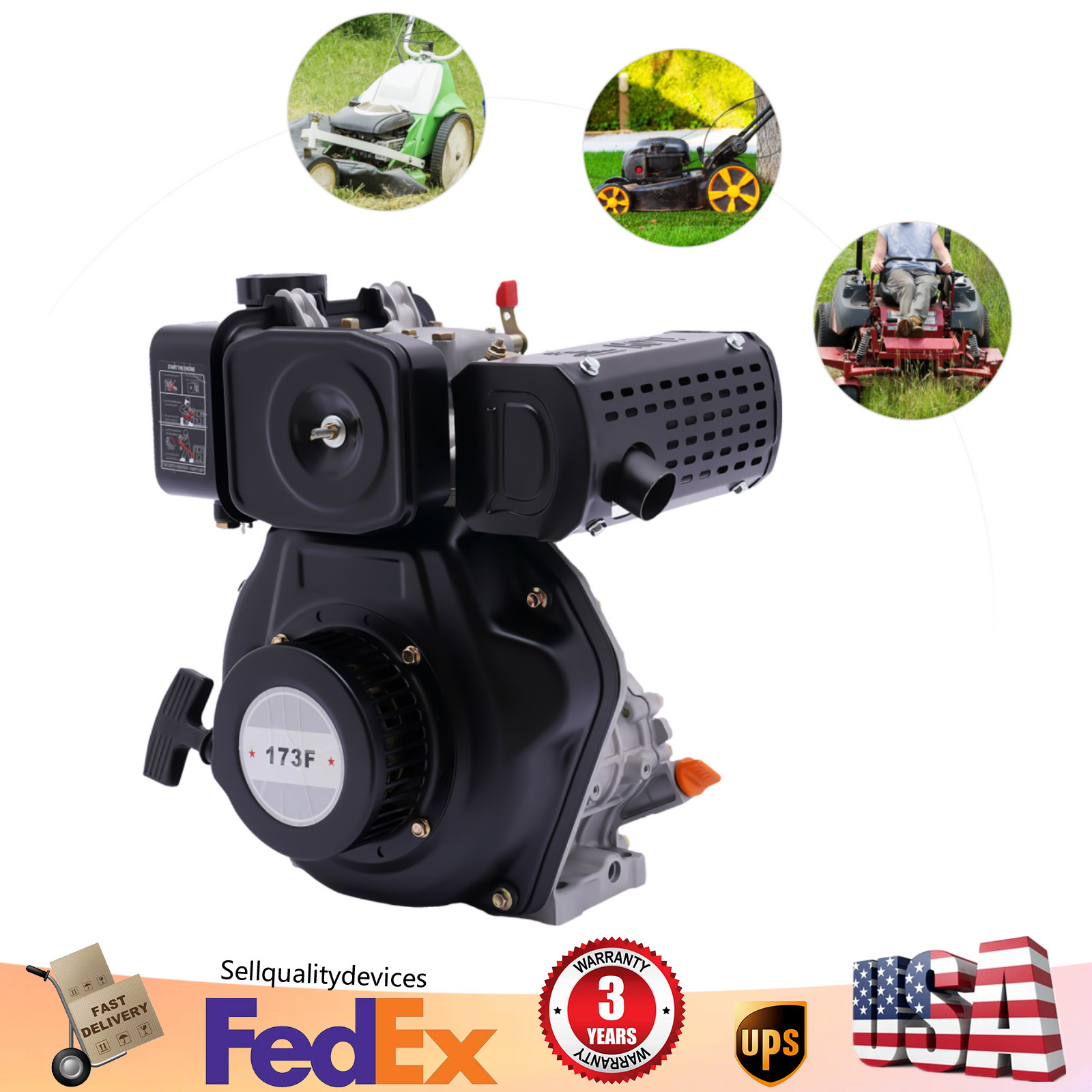247CC 4-Stroke Tiller Diesel Engine 5HP Vertical Motor Single Cylinder Air-Cool