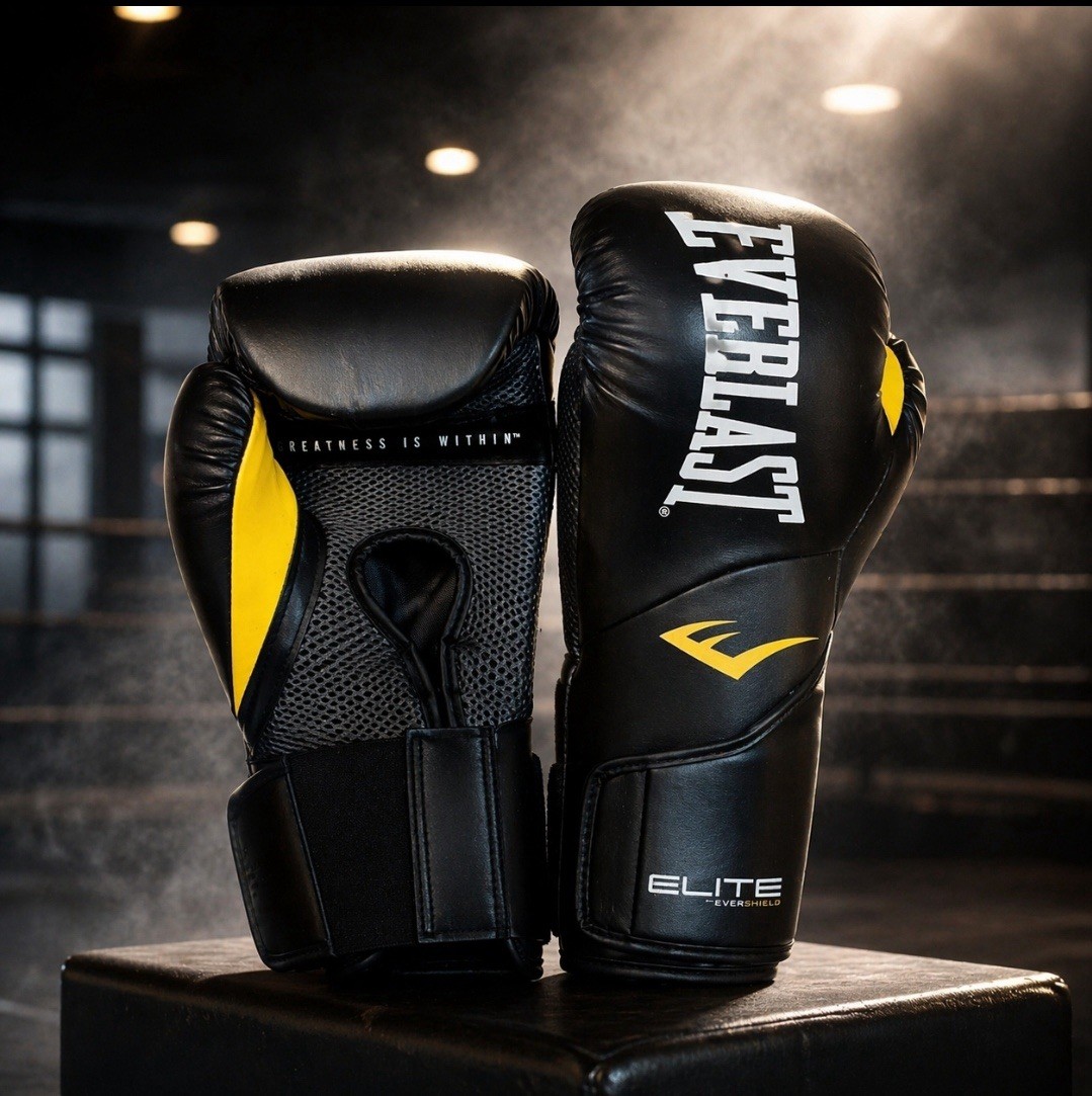 Everlast Elite Prostyle Training Gloves 14oz Black Yellow 14oz Weight