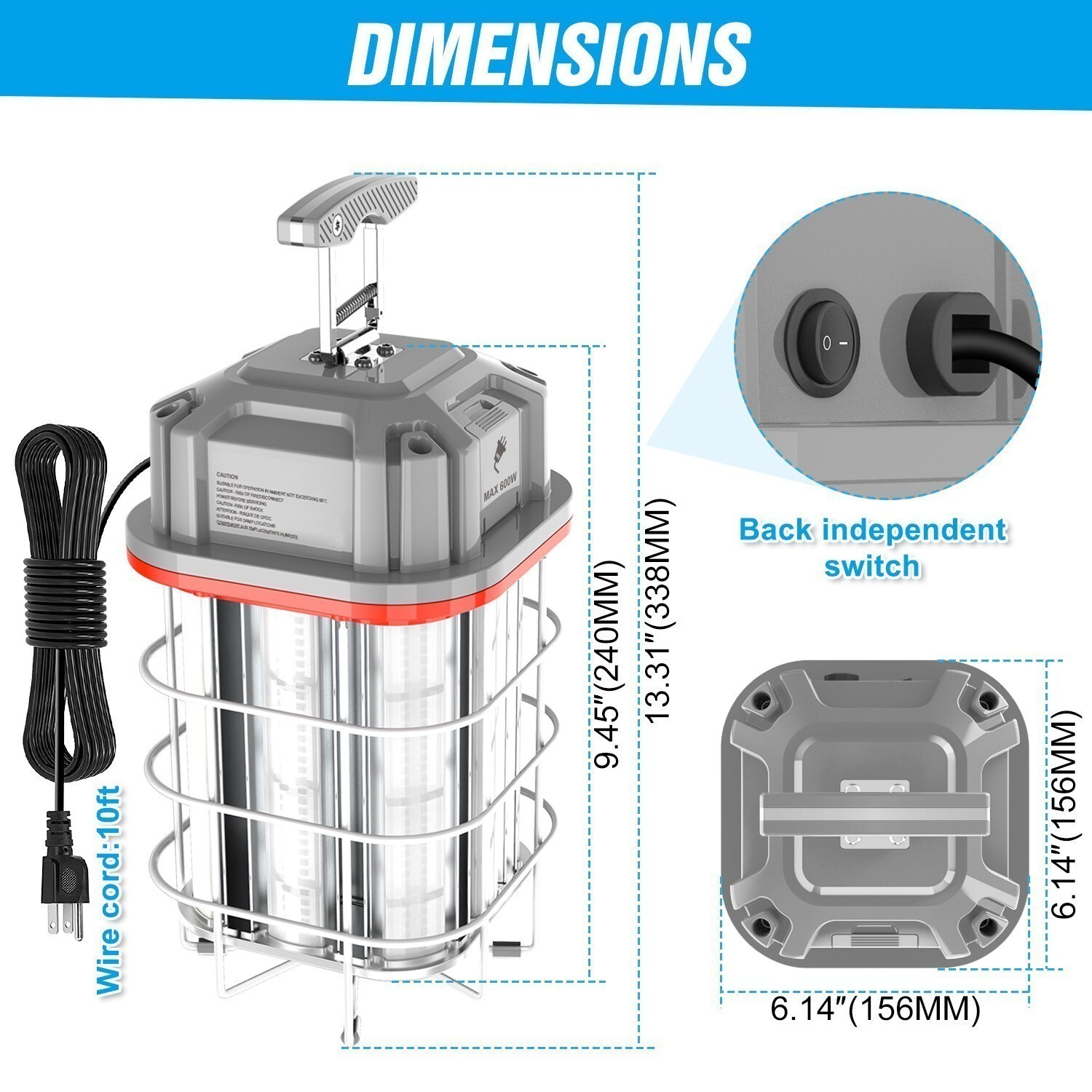 150W LED Construction Temporary Work Light 5000K Outdoor Indoor Linkable Lights