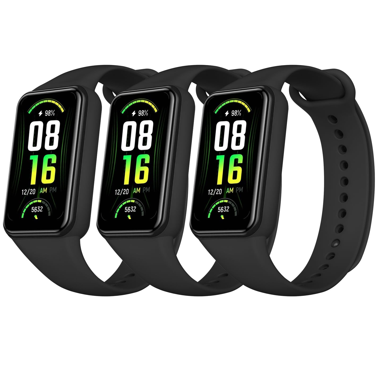 TPU Bands for Amazfit Band 7 Fitness & Health Tracker, 3 Pack Soft Breathable Wr