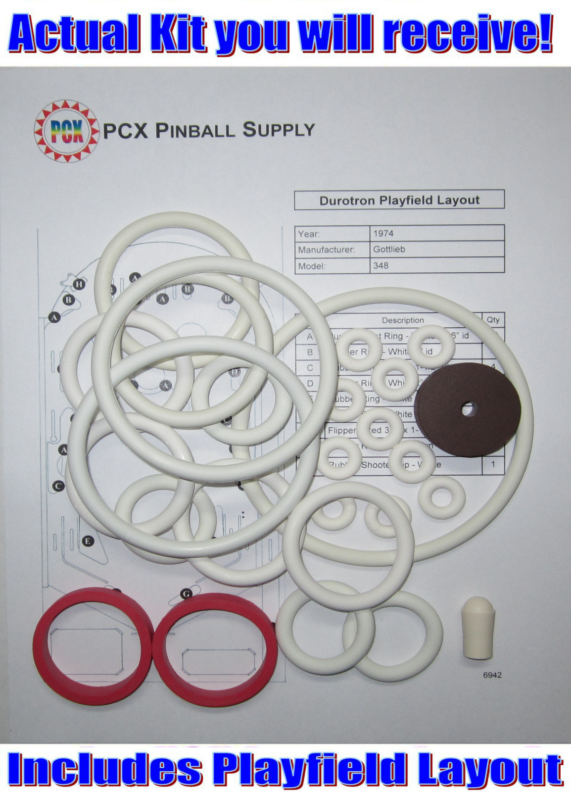 1974 Gottlieb Duotron Pinball Rubber Ring Kit