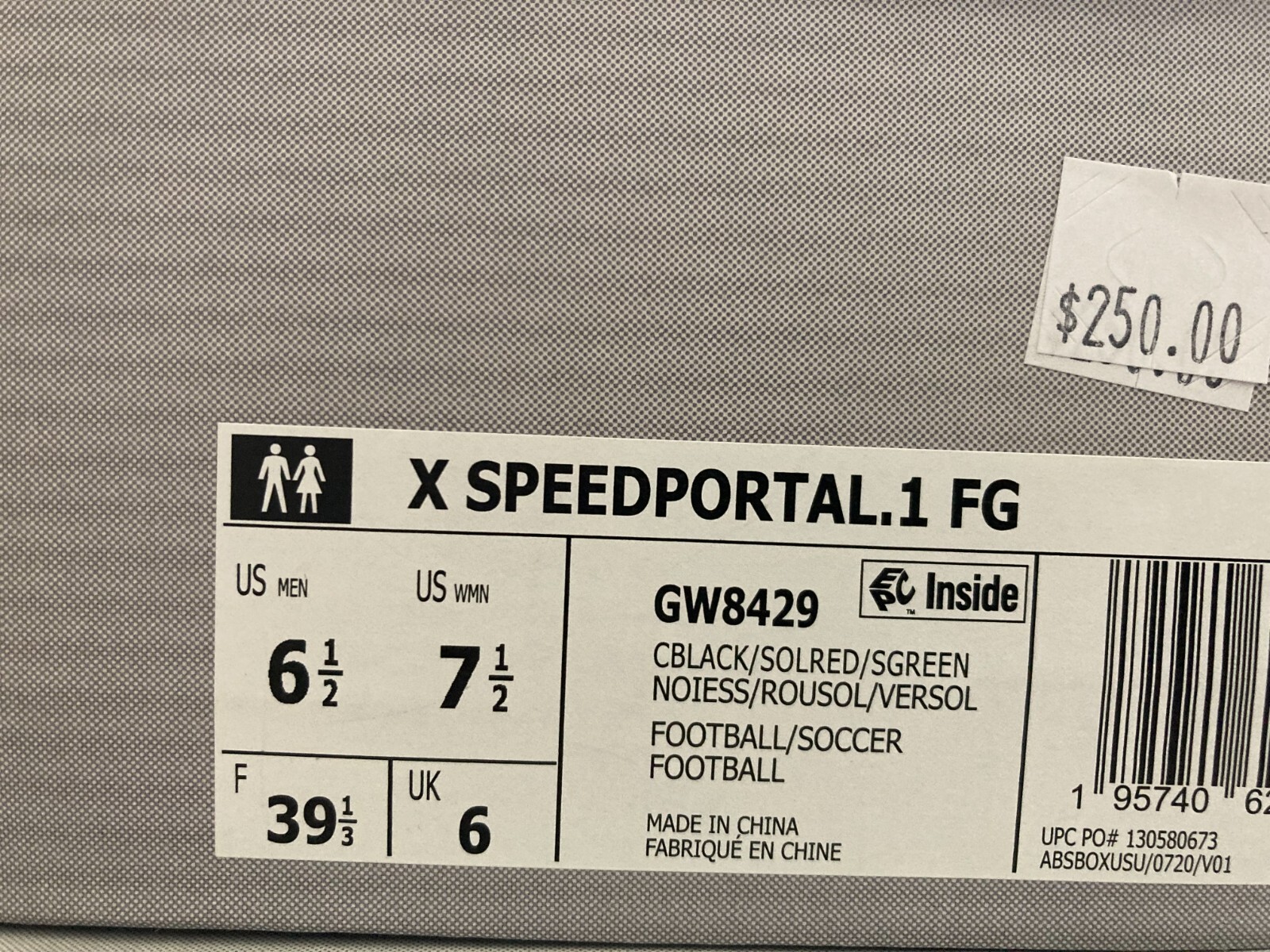 6.5 Men/7.5 Women - Adidas X Speedportal.1 FG Black Red Soccer Cleats GW8429 nby