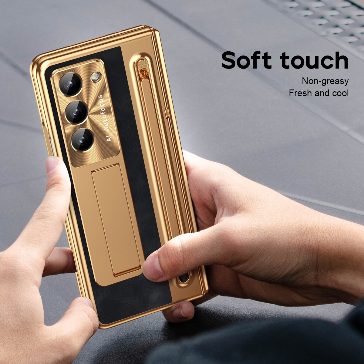 Hinge Stand Case for Samsung Galaxy Z Fold6 5 4 with Screen Protector + Stylus