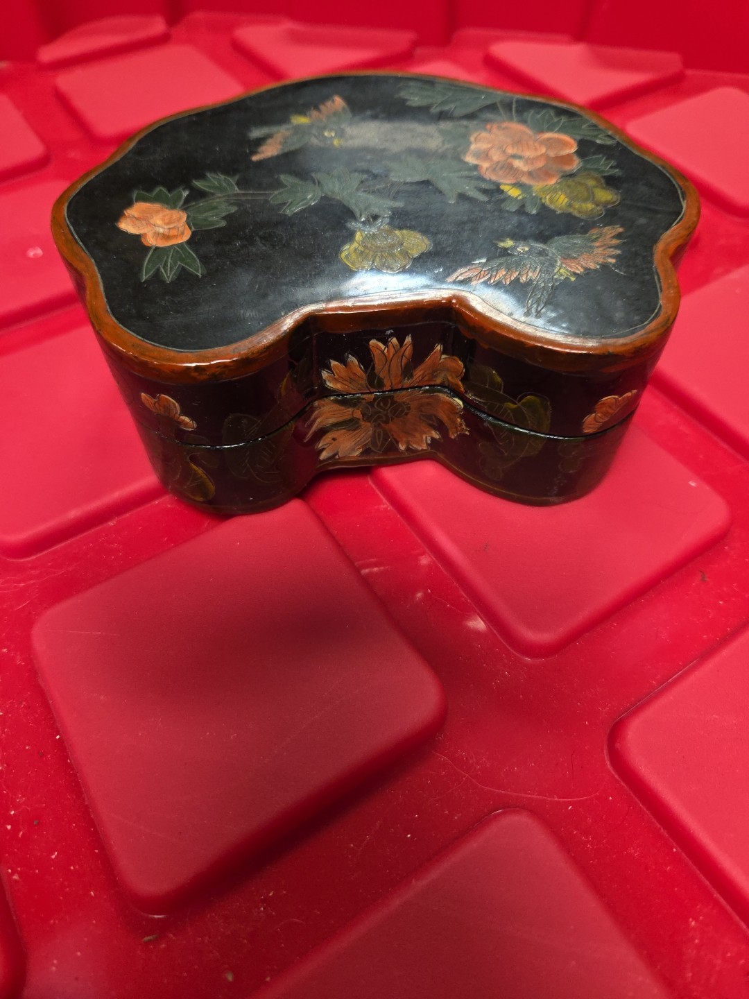 Bird And Flower Hand Painted Trinket Or Jewelry Box
