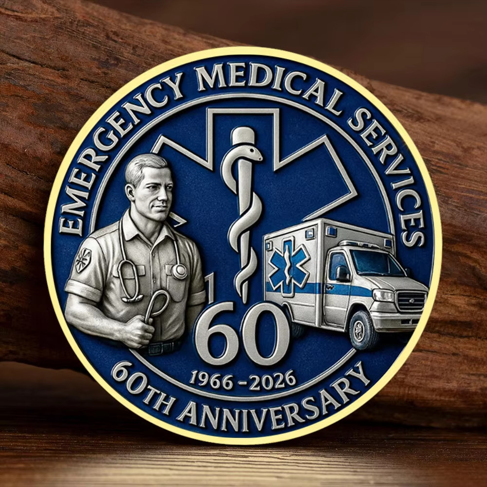 EMS 60th Anniversary Challenge Coin 1966-2026 Emergency Medical Services