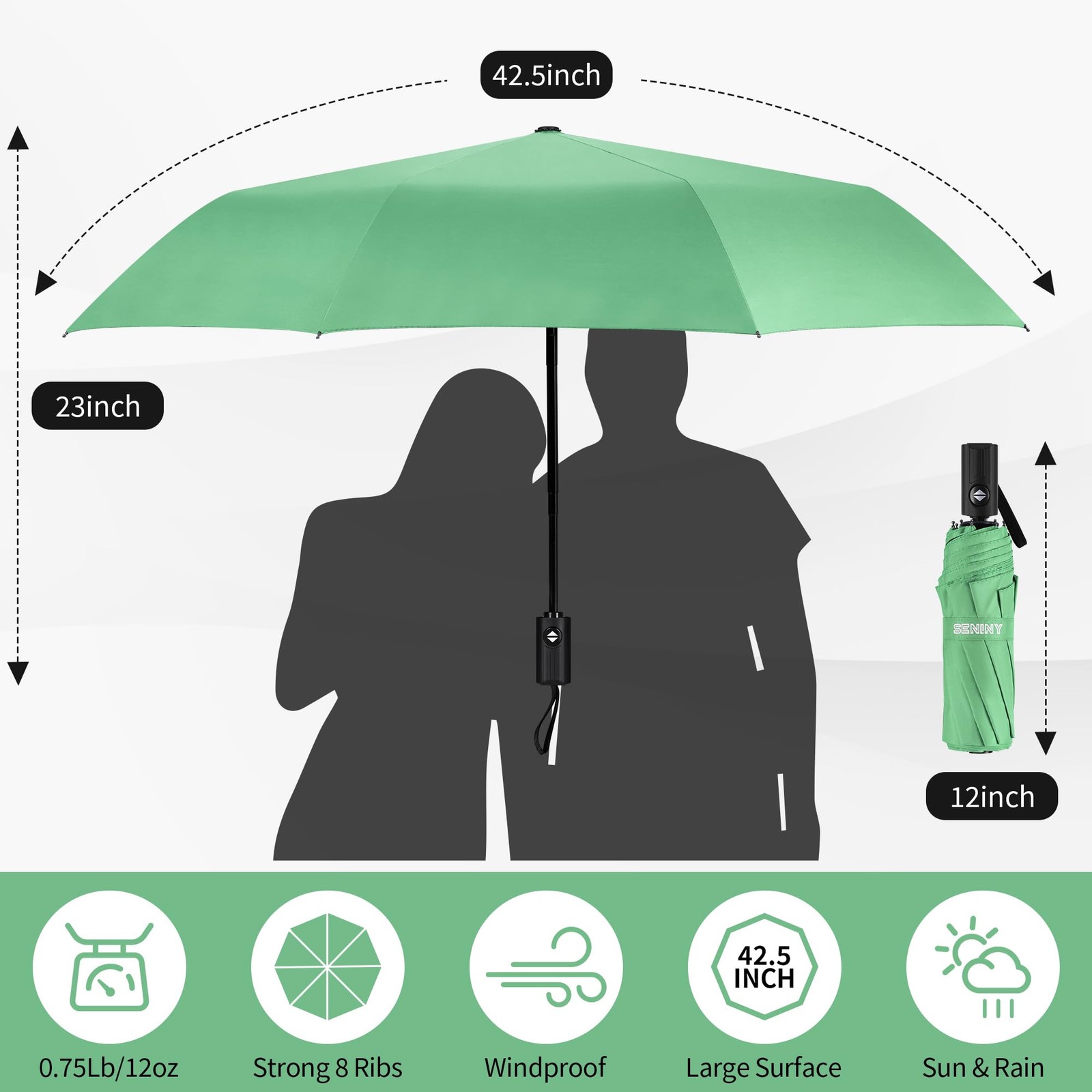 Travel Umbrella Windproof Compact Automatic Wind Resistant Folding Lightweight