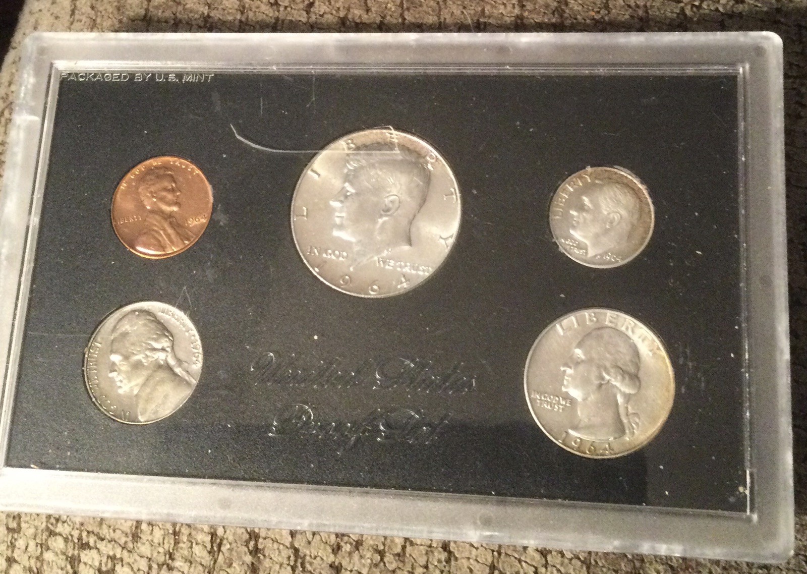 1964–P US MINT 5 Pc Brilliant Unc BU Coin Set 1C 5C 10C 25C 50C In Case