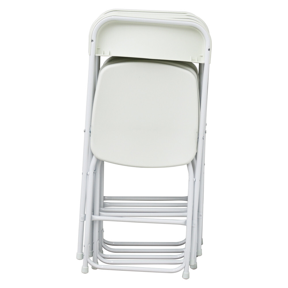 5 Pack White Plastic Commercial Folding Stackable Chairs Plastic + Iron Material