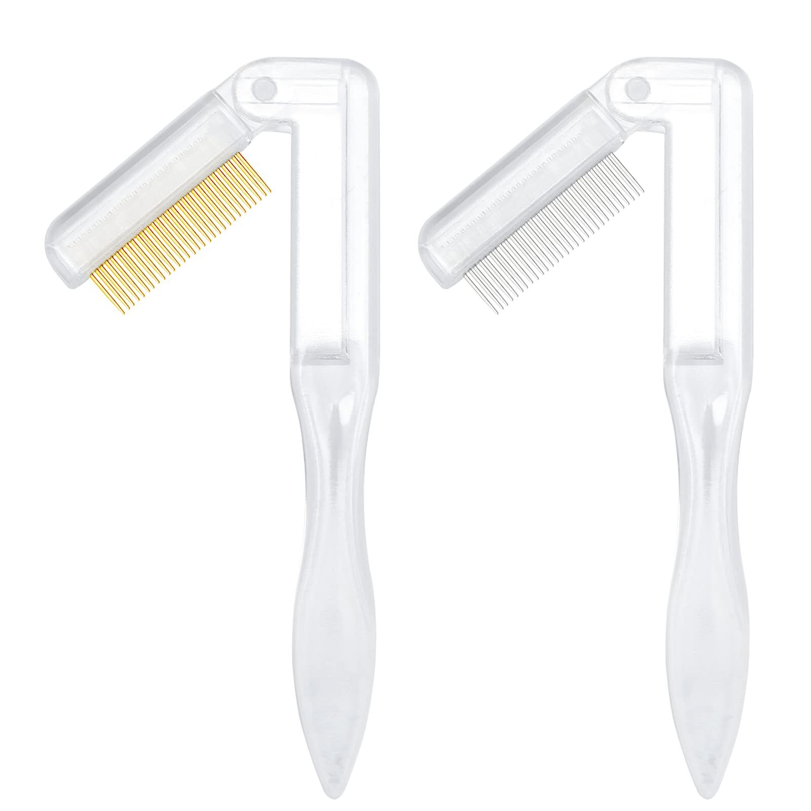 2PCS Folding Eyelash Comb Eyelash Separator Tool White Eyebrow Comb Metal Tee...