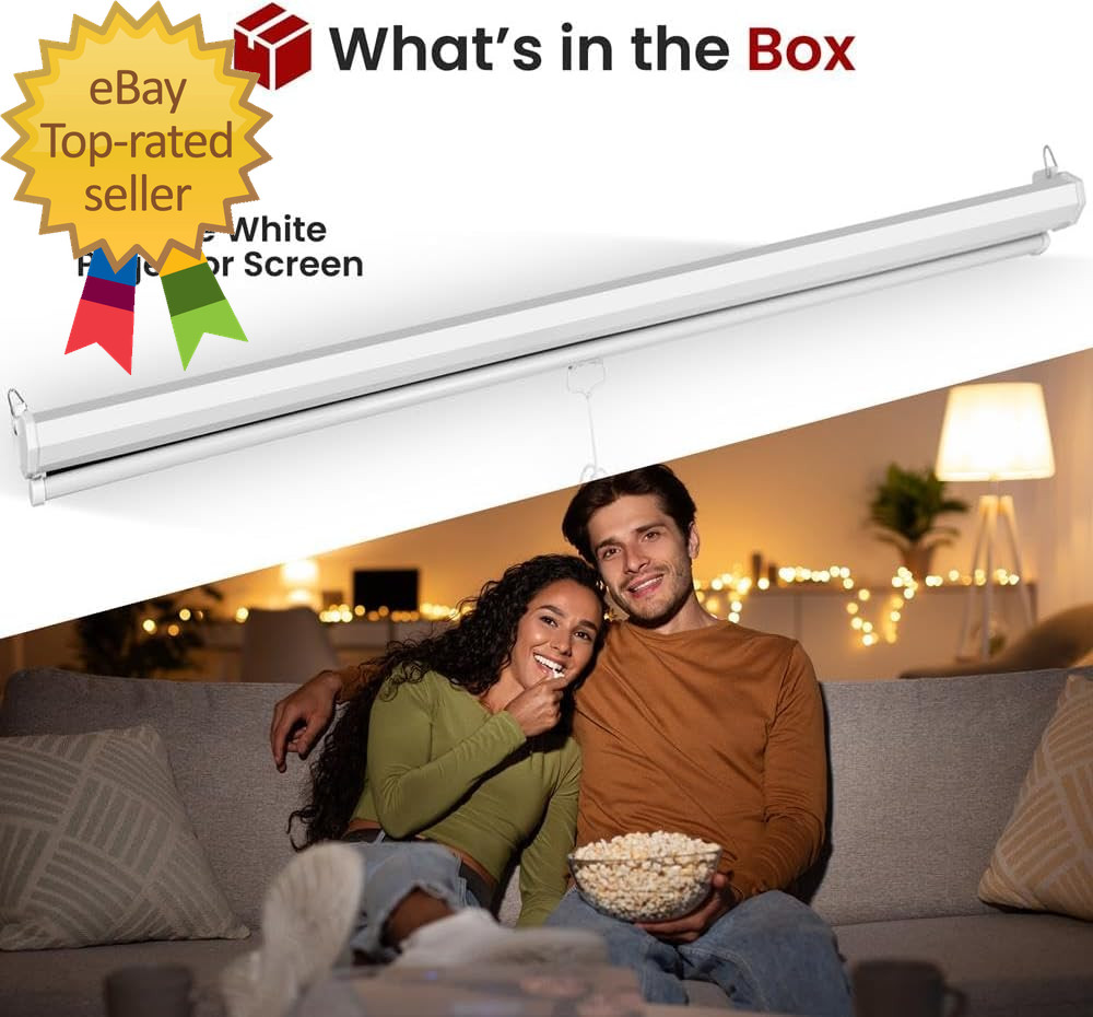 Manual Pull-Down Projector Screen - Universal 72-Inch Roll-Down Retractable Manu