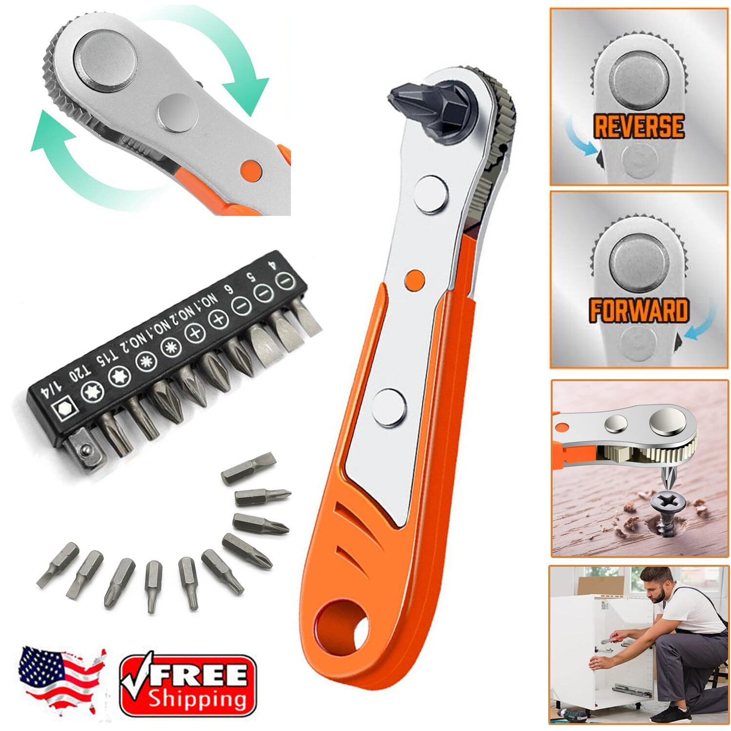 36-Tooth Mini Ratchet Screwdriver Set w/L-Shaped Wrench - Steel Multi-Bit Tools