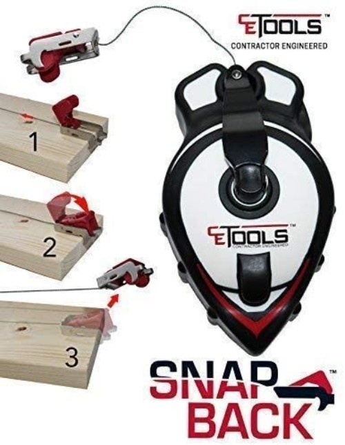 SnapBack Chalk Line with Releasable Tip - Efficient Marking Tool for Carpenters