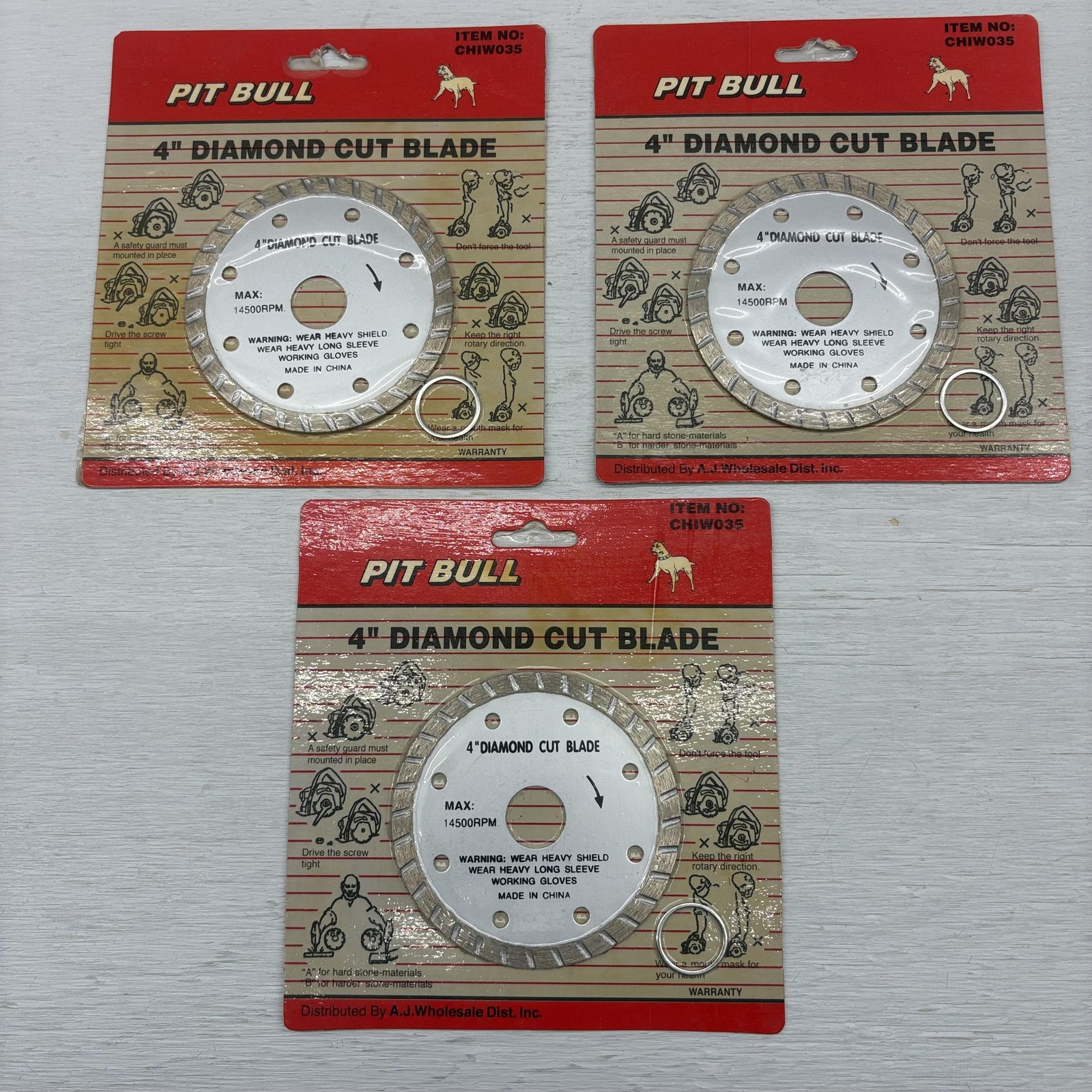 Pit Bull 4 Inch Diamond Cut Blade Masonry Block Saw Blade Lot Of 3 CHIW035