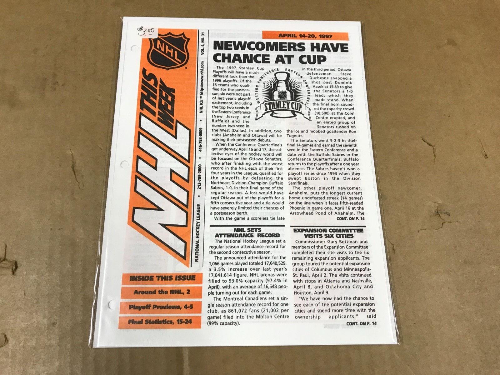 Vintage NHL This Week - "Newcomers Have Chance At Cup"- April 14-20, 1997