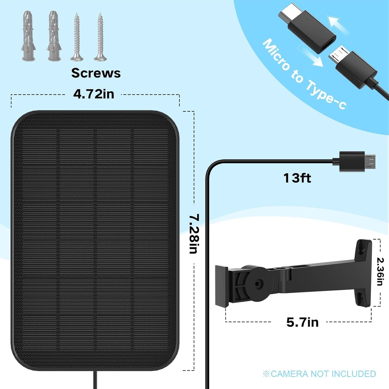 3.2W Solar Panel for Security Camera Compatible with Arlo Pro/Pro 2, Waterpro...
