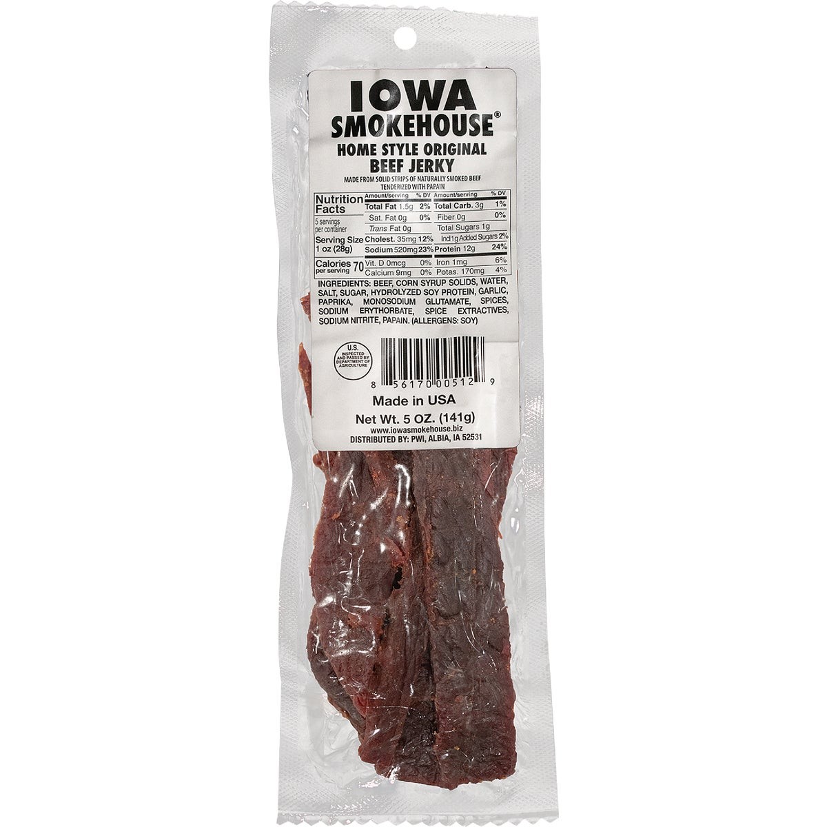 Iowa Smokehouse 5 Oz. Original Homestyle Beef Jerky is-5jn Pack of 12 Iowa