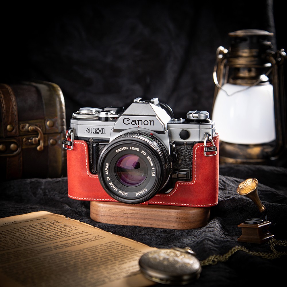 For Canon AE-1 AE-1P Camera collocation Real Leather Half Camera Case Bag Cover