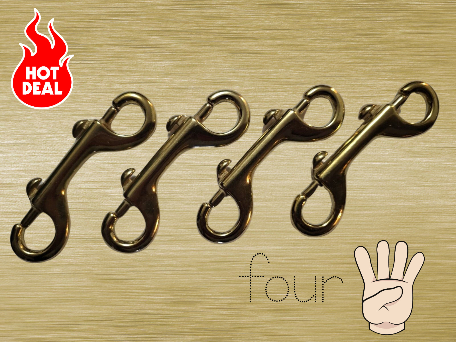 Solid Brass Double End Trigger Bolt Snaps (4 Count) 4" 57 SWL Resist Corrosion