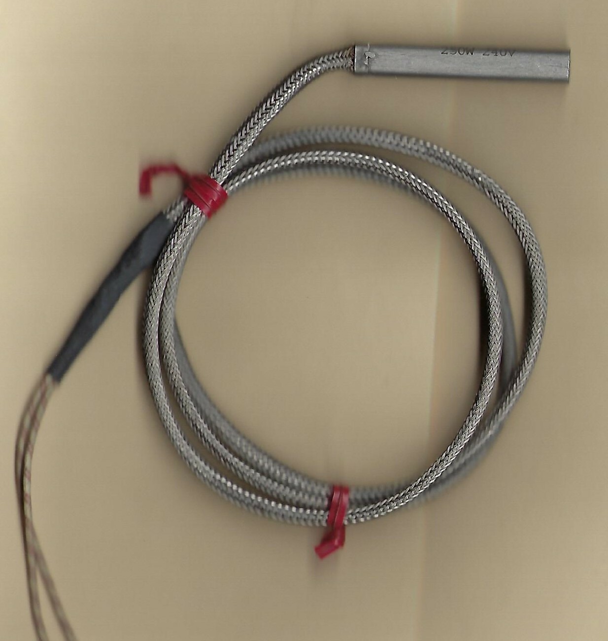 Fast Heat Cartridge Heater 3/8" Dia X 2"  Long 250W 240V 36" SS Braided Leads
