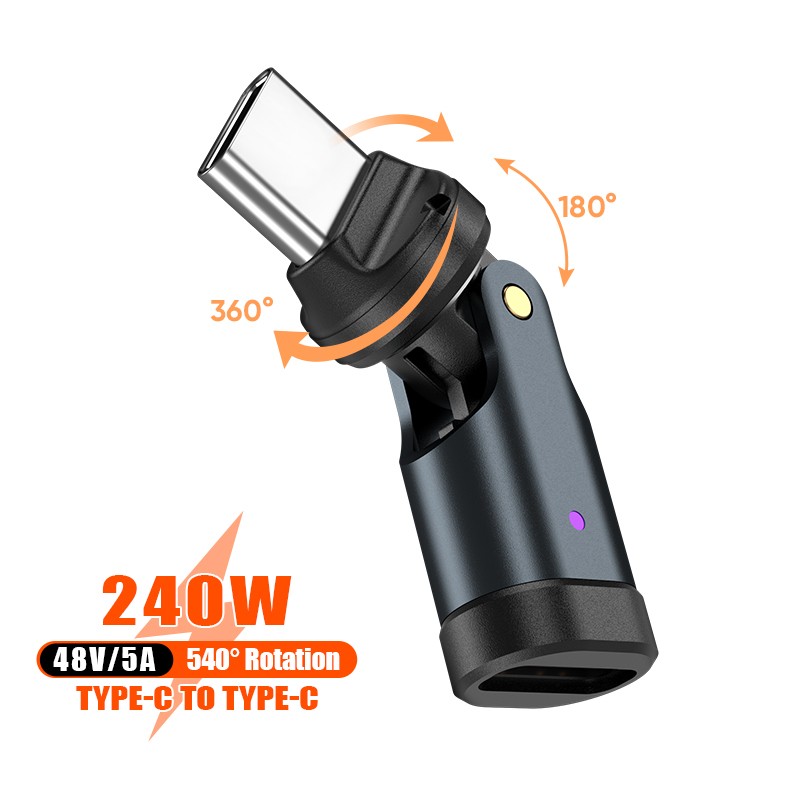 240W 540° USB-C Adapter, 360° &180° Type C to Type C Adapter Für Phone 17/16/15