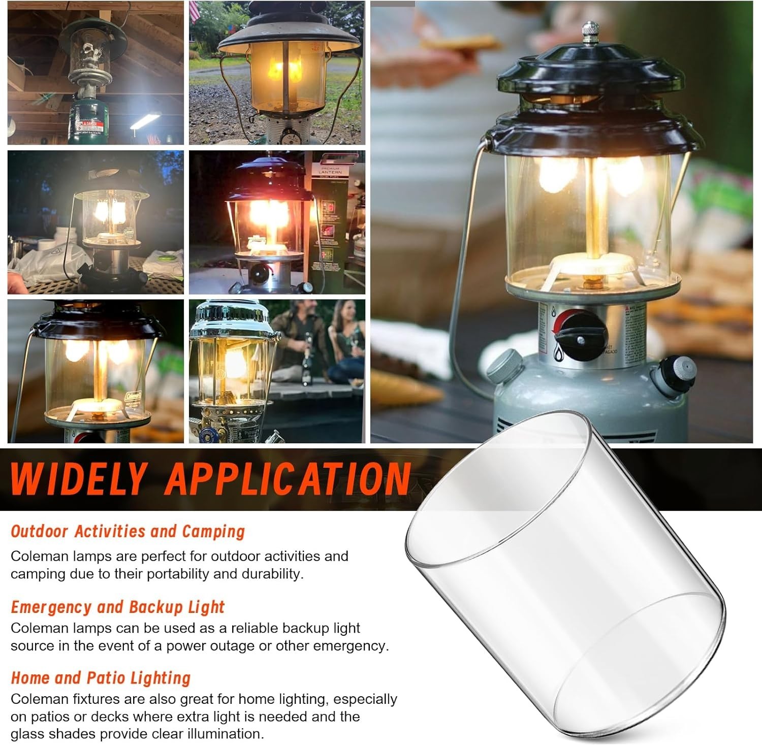 Glass Globe for Fueled Lanterns Replacement for Coleman Lantern Glass Globe, Glo