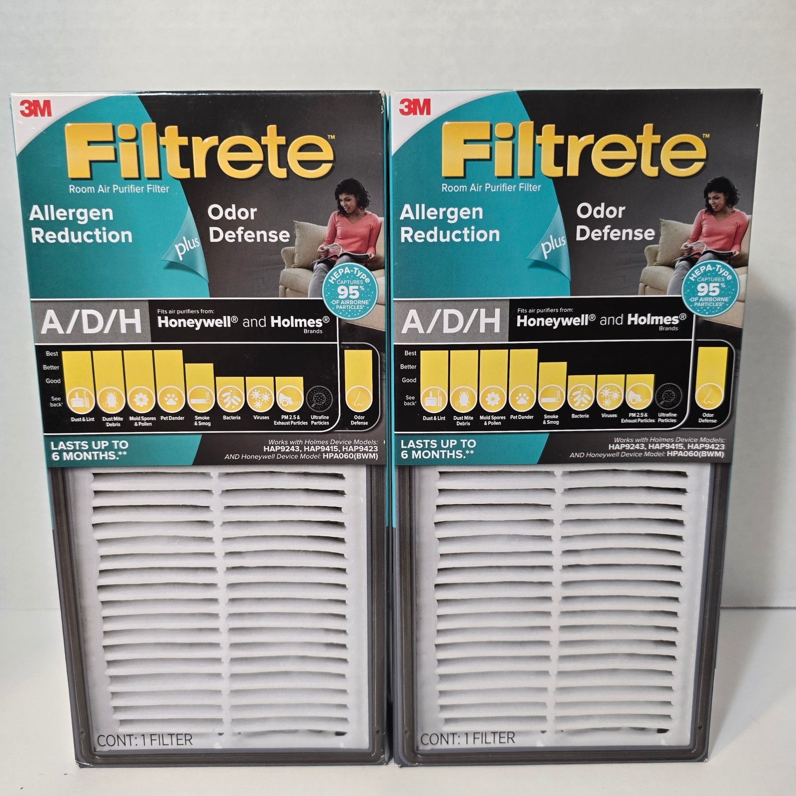 3M Filtrete Room Air Purifier Filter A/D/H Allergen Reduction Odor Defense lot 2