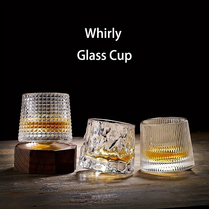 Rotary Whiskey Tumbler 5.4oz Glass Spinning Whisky Cup for Home Bar Restaurant
