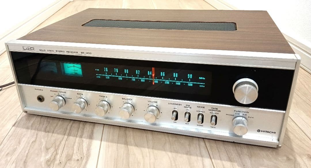 Lo-D Hitachi SR-400 AM/FM Stereo Receiver Wood Case Amp OK Tuner Faulty