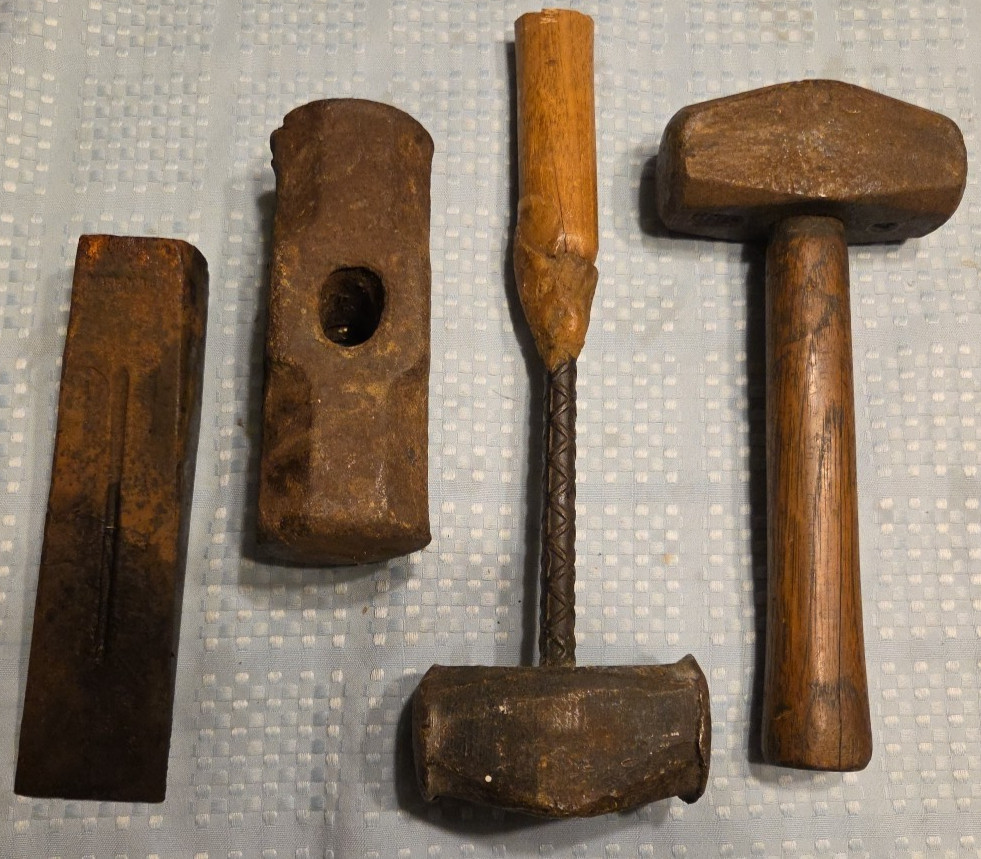Vintage Sledge Hammer Log Splitter Wedge Head Lot Warwood 4 8 Lb