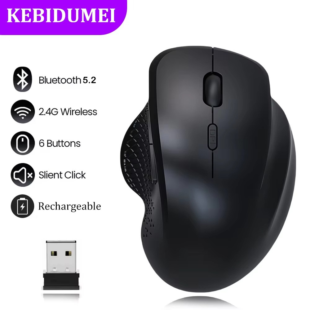 Black BT52 24G Rechargeable Wireless Gaming Mouse 1600DPI Optical Mouse