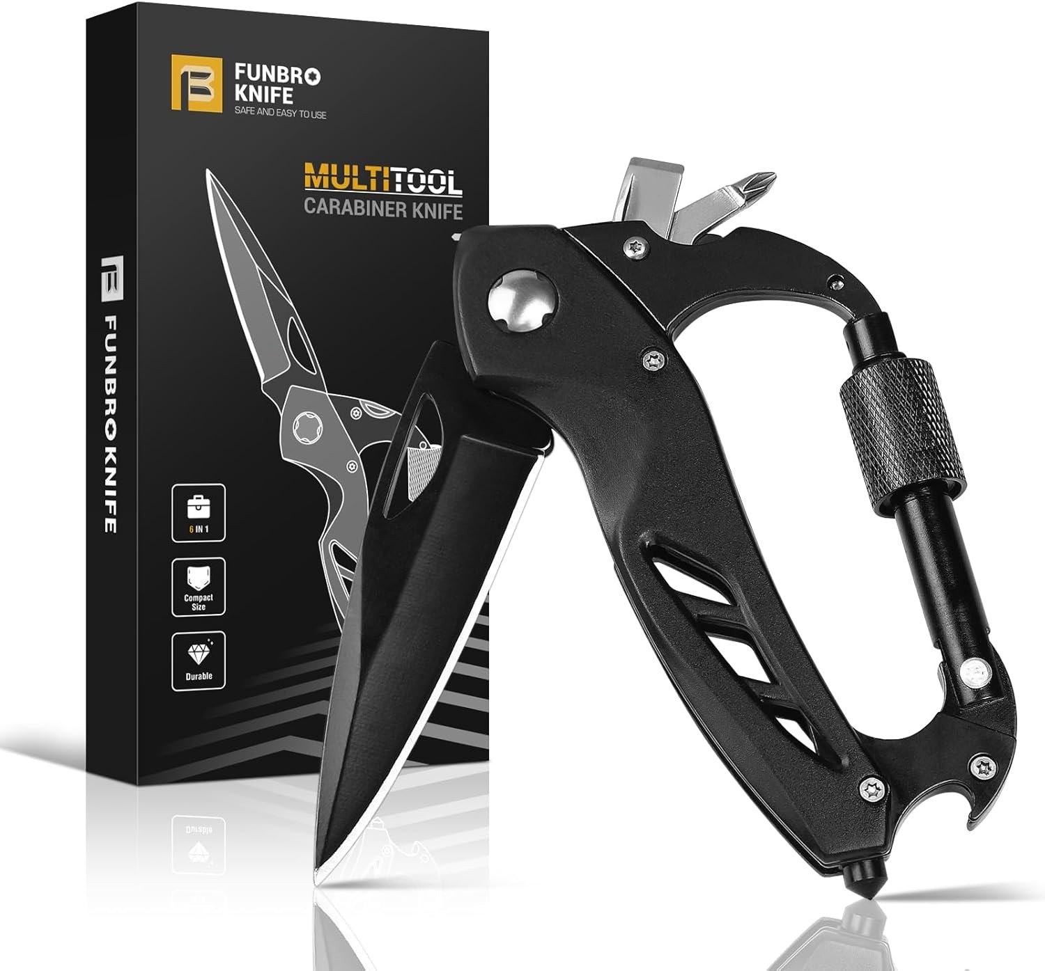 Multitool Carabiner w/ Pocket Knife Bottle Opener Survival EDC Gear