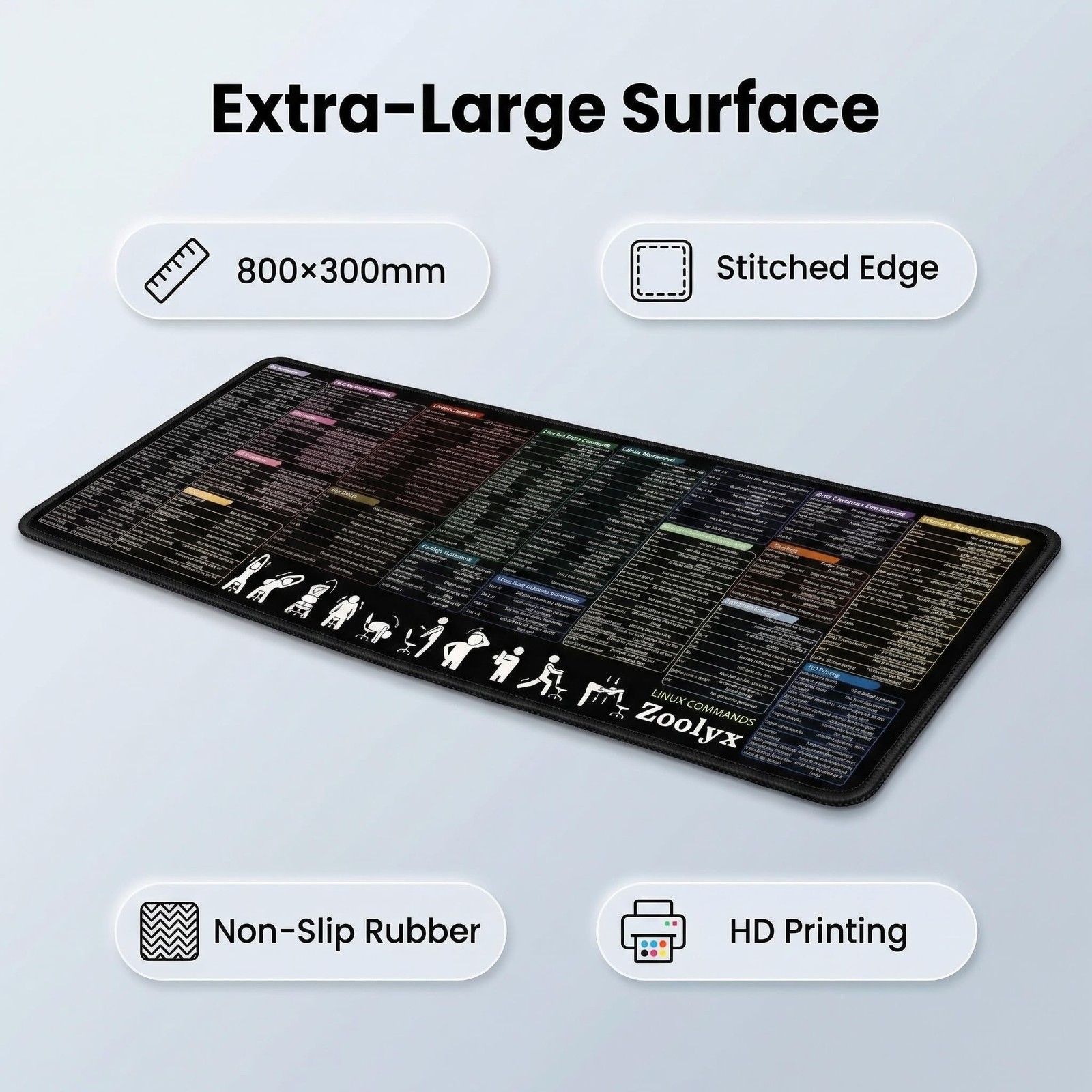 Linux Command Line Mouse Pad - 31.5" x 11.8" Large Linux Cheat Sheet Desk Mat...