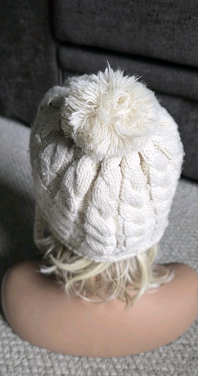 The North Face Women’s Fuzzy Earflap Beanie Cable Knit Ivory Women's OS