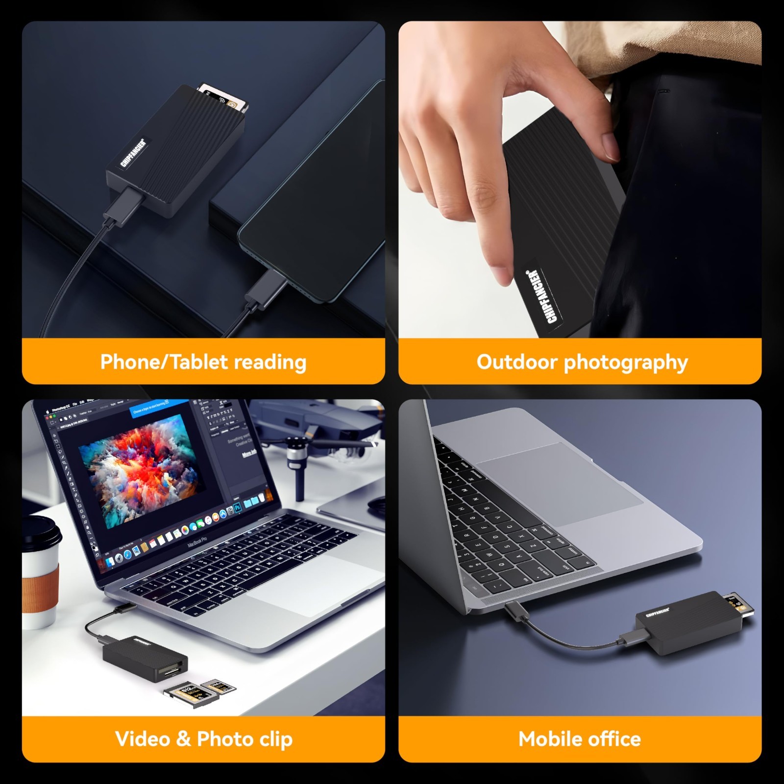 2-in-1 CFexpress Adapter Card Reader Type A & B, 40Gbps USB 4.0, Compatible with