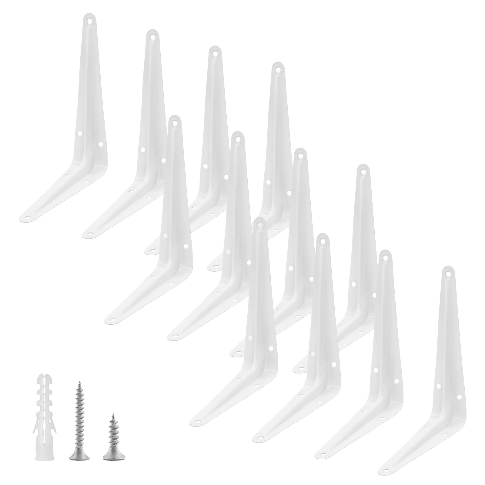 12pcs 6 Inch Shelf Brackets, White L Bracket