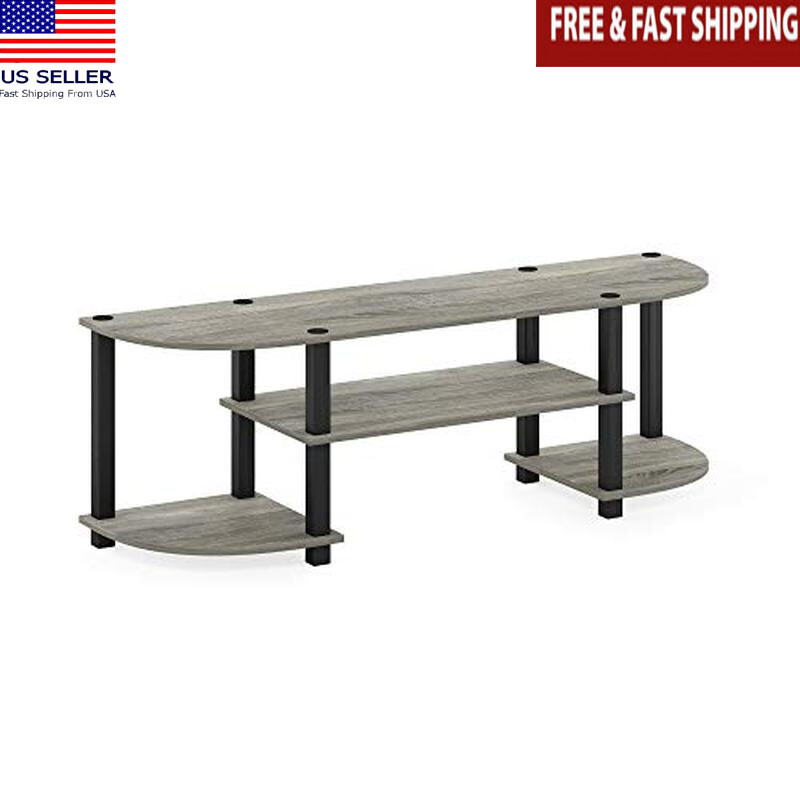Wooden TV Stand Entertainment Center 4-Tier Storage Rectangular 55 in TVs Black