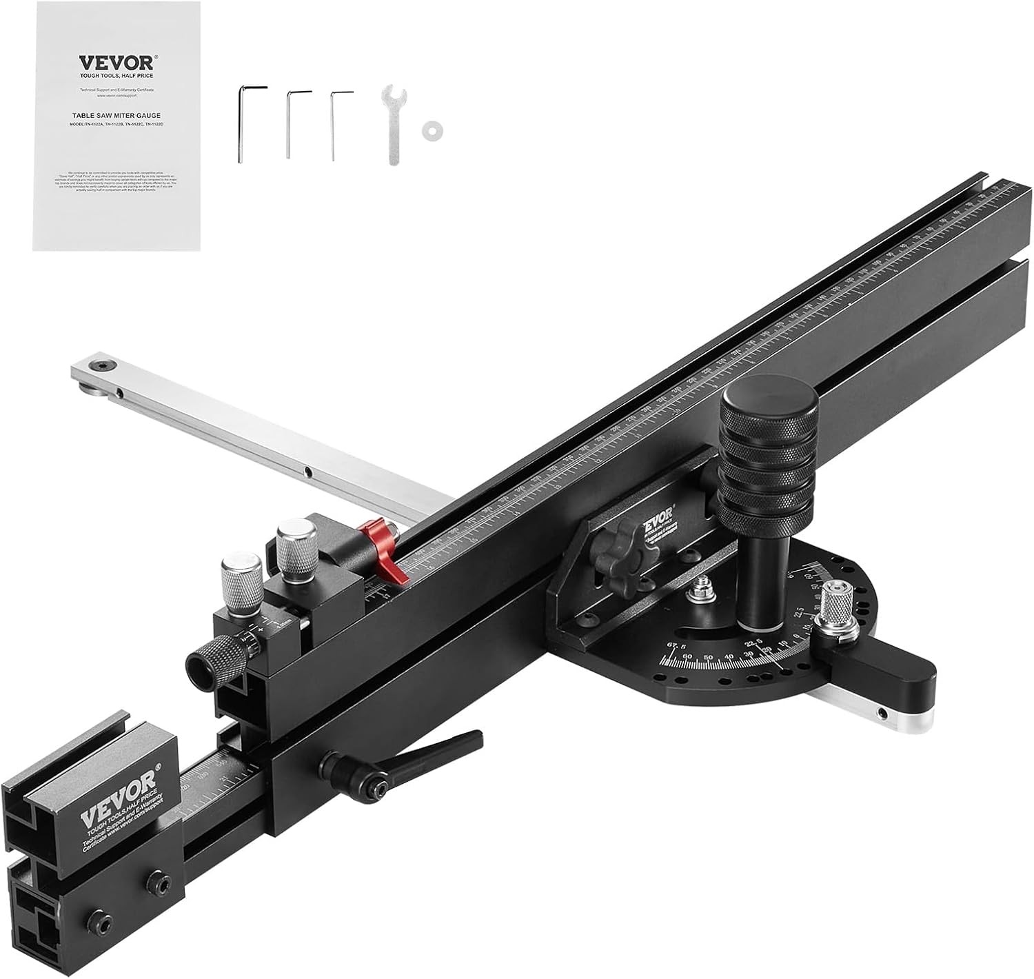 VEVOR Precision Miter Gauge, Standard Slot 3/4'' x 3/8'', Aluminum Alloy Table S