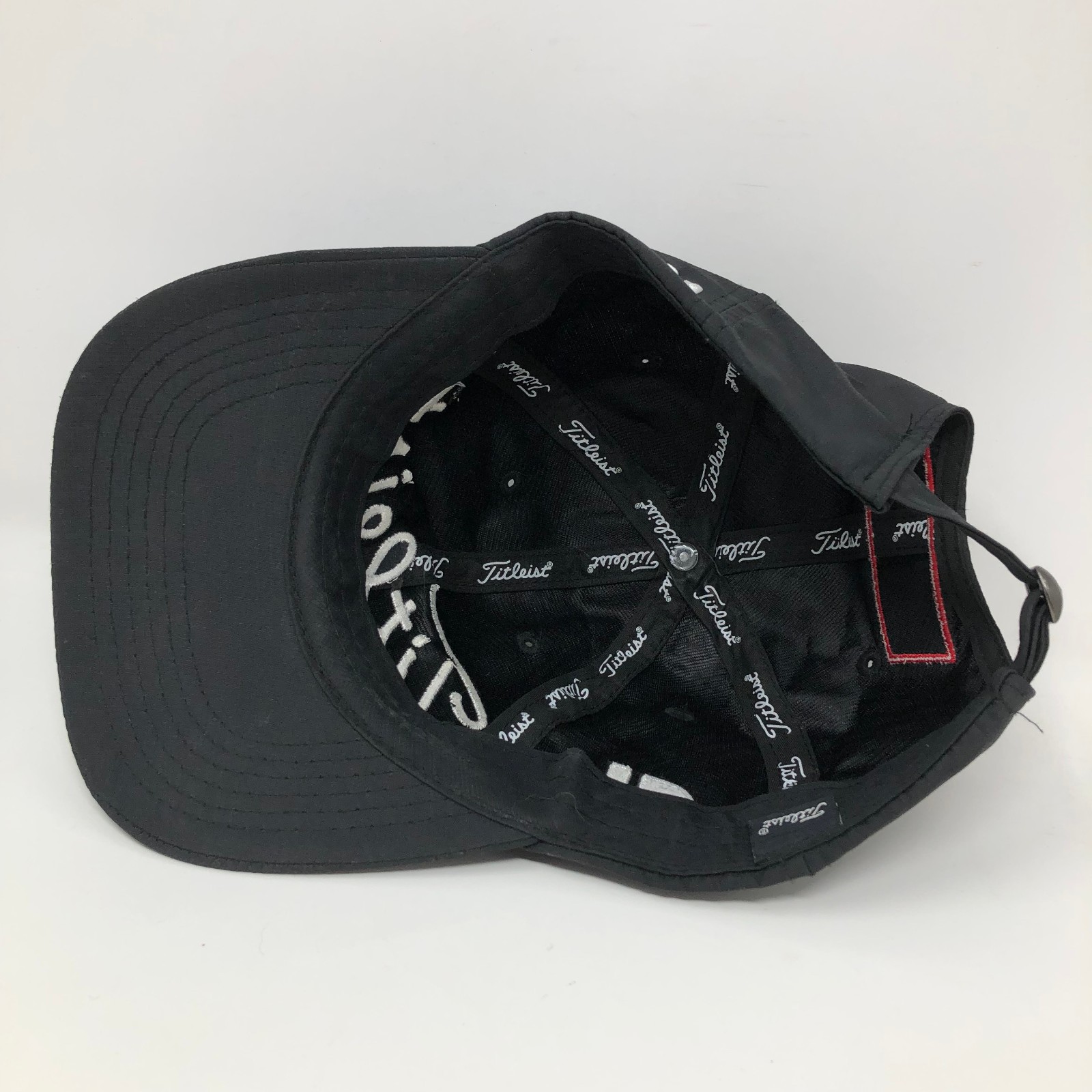 Titleist Performance Pro V1 FJ Logo Black White Adjustable Golf Hat EXCELLENT