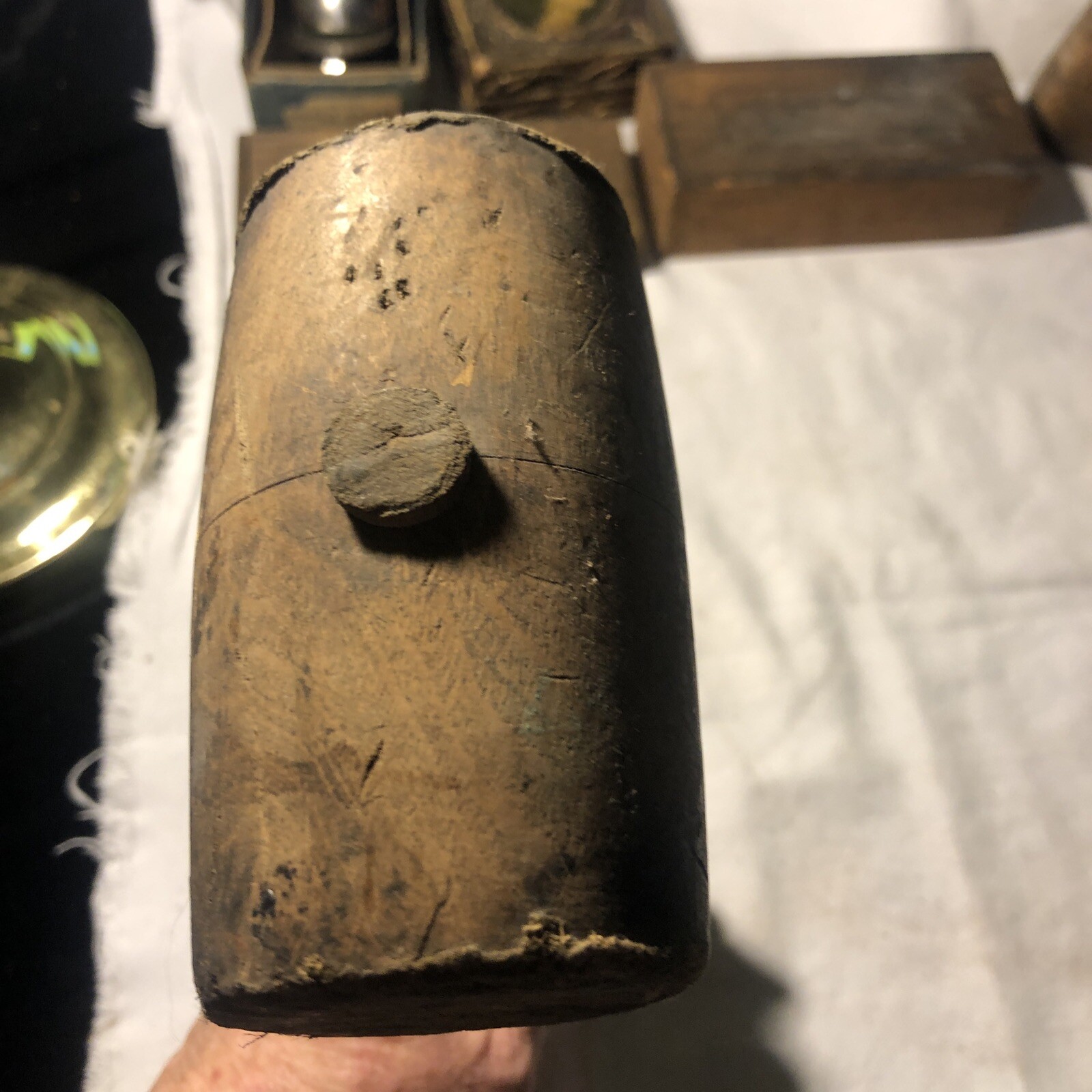 Antique Wood Mallet Primitive Tool Authentic 11.5”