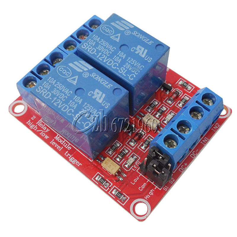 12V 2 Channel Relay Module With Optocoupler Support High Low Level Trigger