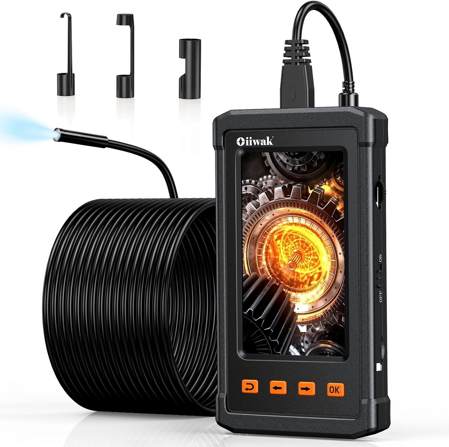 Portable 50FT Borescope Camera with 6 LED Lights - Perfect for Pipes & Engines