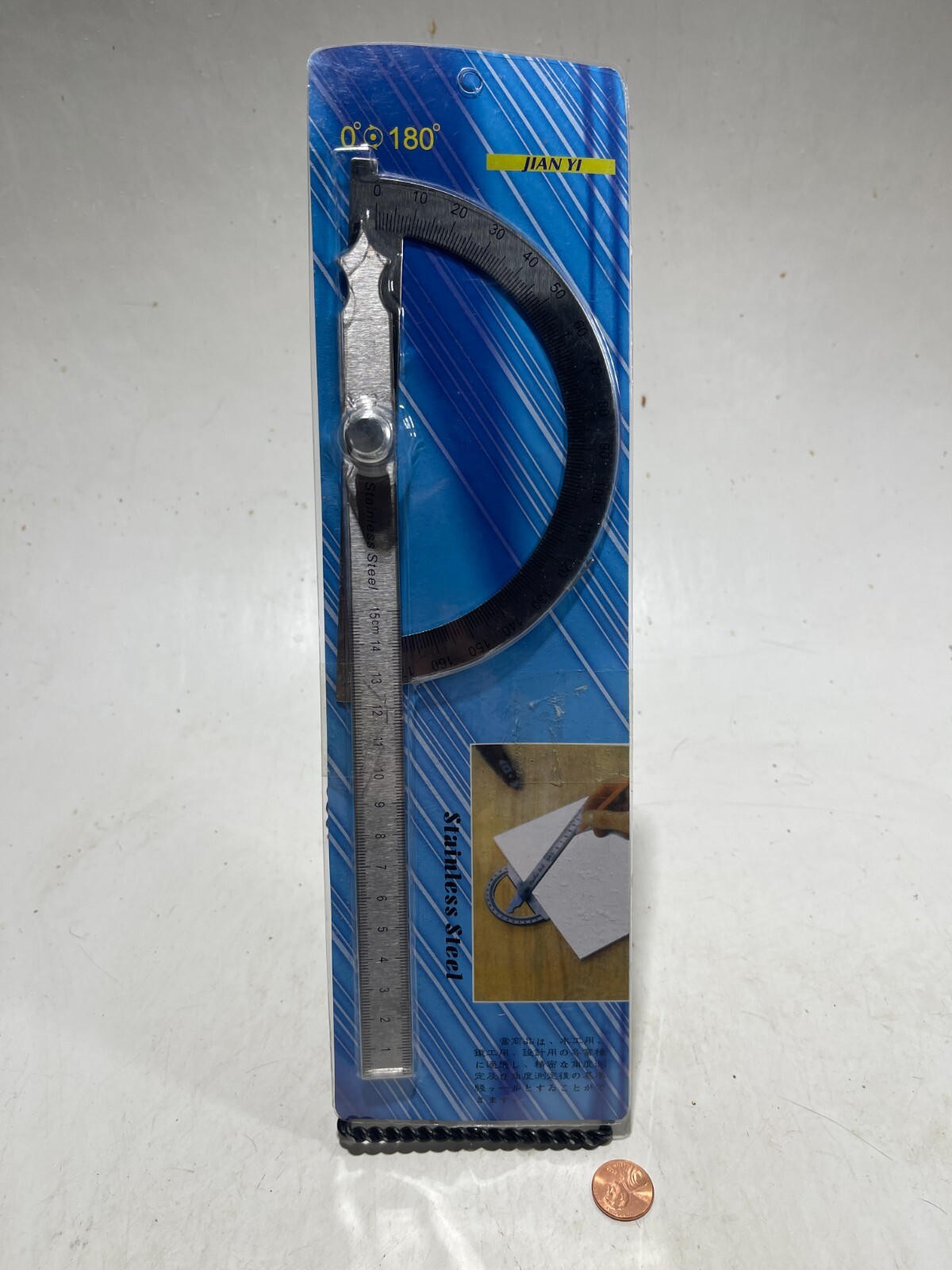 PROTRACTOR 180 Degrees, 195 mm Long, Stainless Steel, Angle Finder