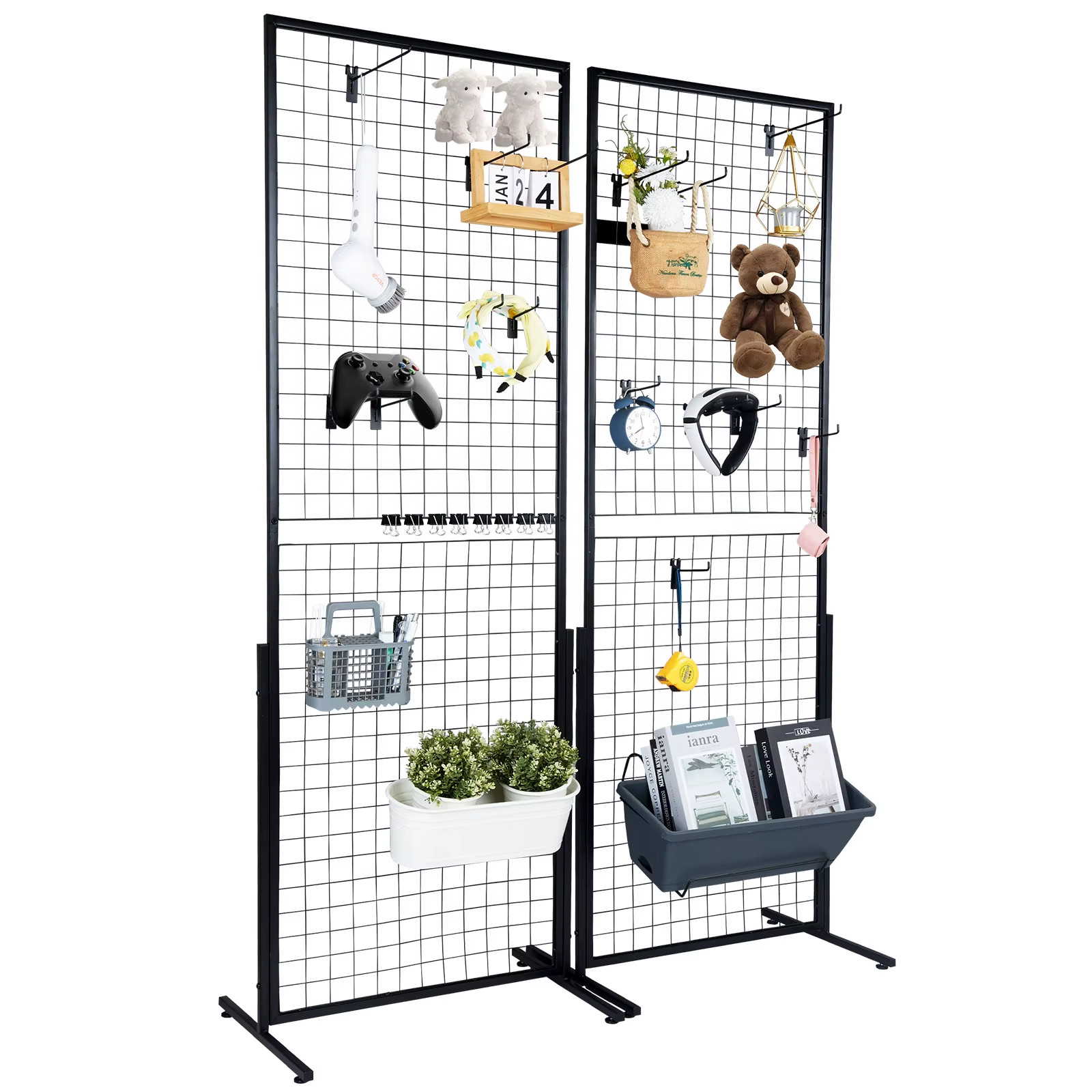 Double Sided Grid Wall Display Rack Panels w/ Hooks Retail Craft Show Stand