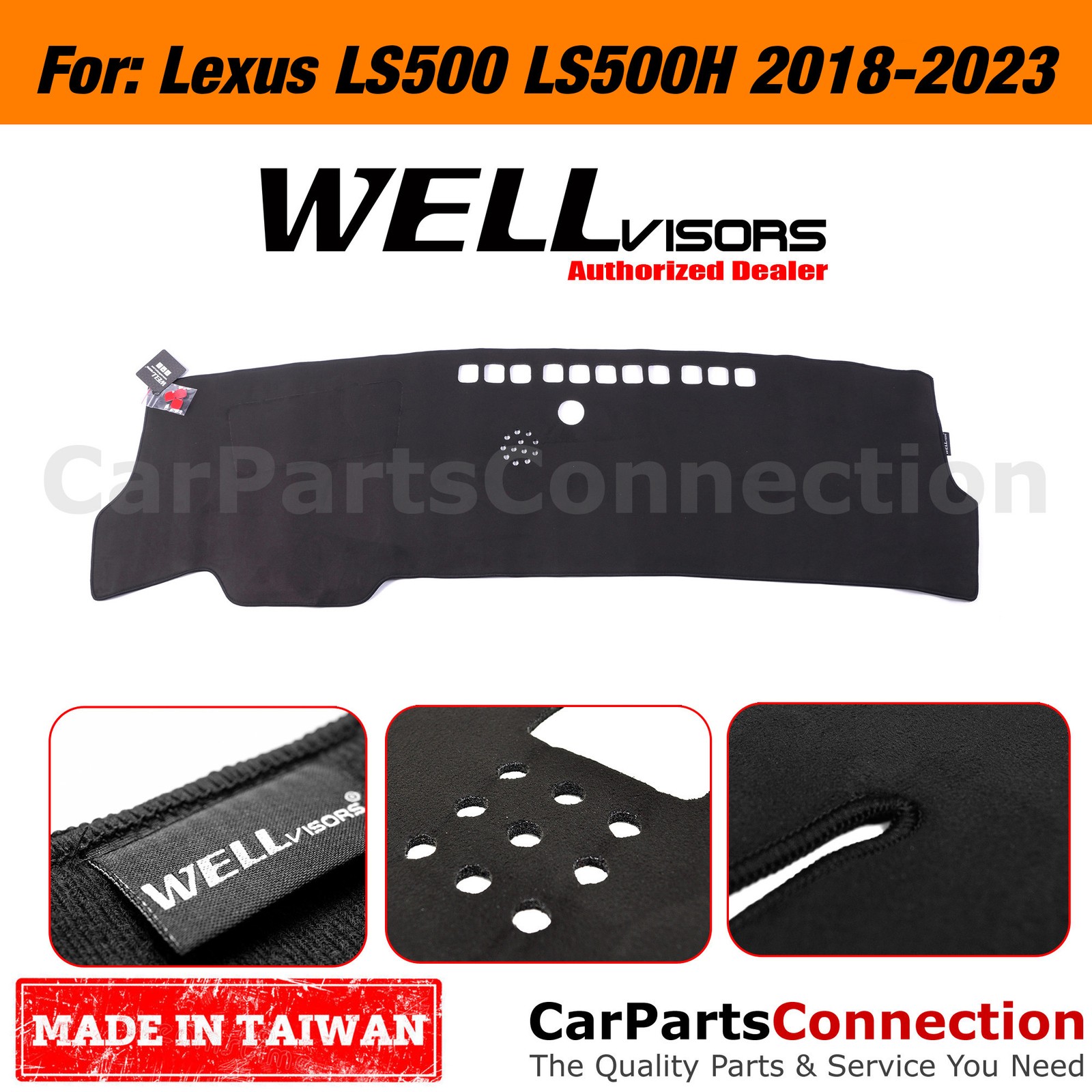 Wellvisors Dash Mat Dashboard Cover For Lexus 2018-2025 LS500 LS500H Suede Black