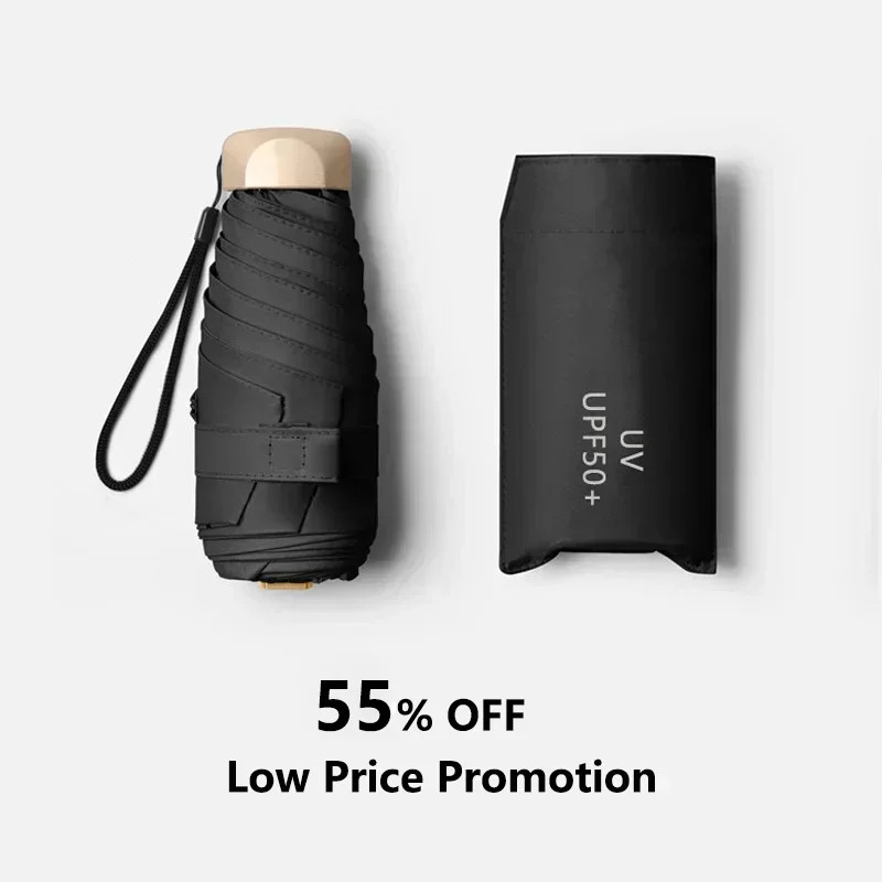 Mini Folding Umbrella Pocket Size UV Protection Compact Sun Rain Travel