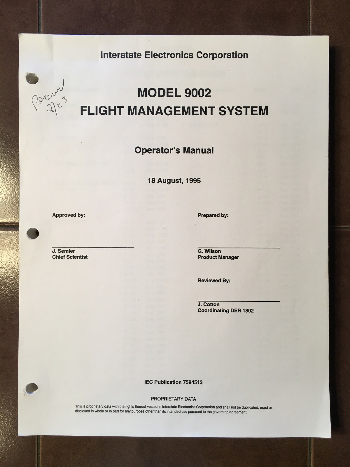 Interstate Electronics, Flight Management System Model 9002 Operator's Manual
